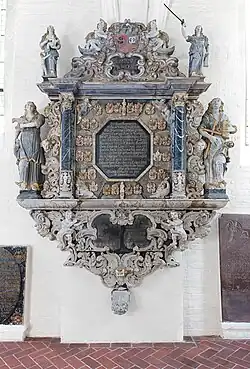 Epitaph to Iver Vind and Helvig Skinkel in Dalum Church.