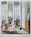 Izabela Lubomirska playing a concert with Prince Henryk Lubomirski (playing the harp) and her two French acquaintances in Łańcut, 1793.