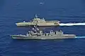 Kirisame sails alongside USS&nbsp;Jackson, 24 July 2022