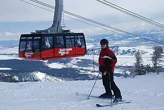 An aerial tram at summit in March 2010