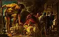 Flemish Jacob Jordaens's depiction of Odysseus escaping from the cave of Polyphemus, 1635.