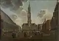 Market Square in Bruges by Jan Baptist van Meunincxhove, 1696