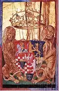 Illustration with coat of arms of John I Albert (after 1492)