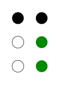 ⠹ (braille pattern dots-1456)