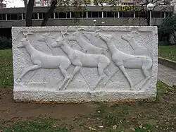 Outdoor relief of moving deer
