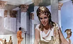 Jason meets his protector, the goddess Hera (Honor Blackman)