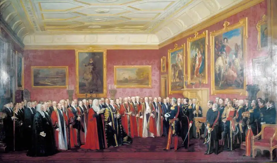 The Lord Mayor of London Presenting an Address of Congratulation to Louis-Philippe at Windsor Castle by Jean Alaux