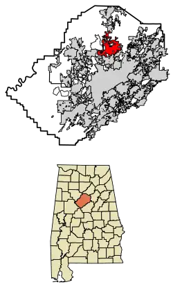 Location of Gardendale in Jefferson County, Alabama.