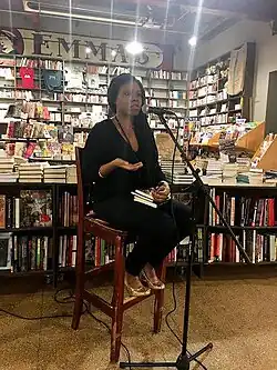Elizabeth at Red Emma's book store in Baltimore
