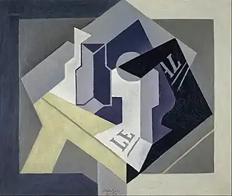 Fruit Bowl and Newspaper, Juan Gris (1920)[17]