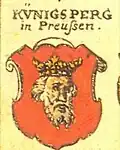 Old arms of Königsberg (Kv̈nigsperg in Preußen) in roll of arms made by Johann Siebmacher, 1605