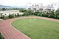 The 300-meter running track and the soccer field in Kunming International Academy