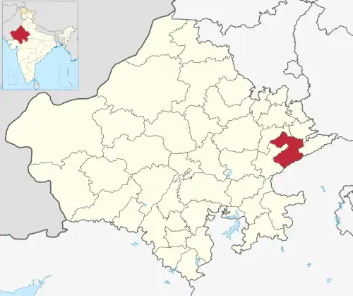 Location of Karauli district in Rajasthan
