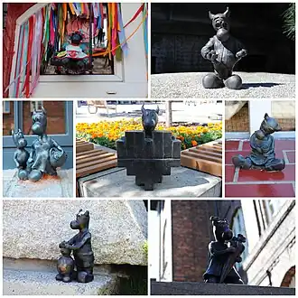 Collage showing selected bebok figurines: Gretka, Anton, Sztefa and Erwinek, Florka, Michalino, Witosiak, and Dorka (2024)