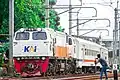 An extraordinary train (Kereta Luar Biasa or KLB) departing from Kebayoran station