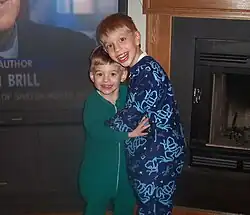 Boys in stretch-knit pyjamas.