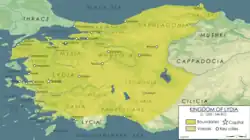Map of the Lydian Kingdom in its final period of sovereignty under Croesus, c. 547 BCE.