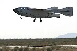 SpaceShipOne landing after its June 21, 2004 space flight (Flight 15P)