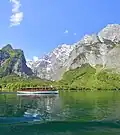 Passenger boat crossing the lake