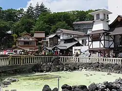 Yubatake hot spring in the center of Kusatsu