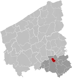 Location of Kuurne in West-Flanders