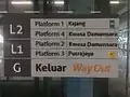 Kwasa Damansara level and platform signage. Showing platform 4 dedicated for Putrajaya Line