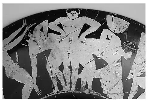 Three young men in an unusual position (Greek)