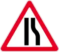 Road narrows on right side