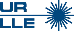 A horizontal line ending in a graphic of a laser point, represented by line segments of varying lengths emitting in all directions from one point. On the left, above and below the horizontal line, it reads "UR" and "LLE" respectively. All elements of the logo are in navy blue.