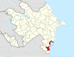 Map of Azerbaijan showing Lankaran District