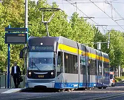 Modern low-floor tram of the NGT12-LEI Type