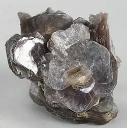 Lavender lepidolite "books" from Himalaya Mine, Mesa Grande District, San Diego County, California, US. Size: 4.8 x 3.9 x 3.5&nbsp;cm