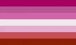 Pink lesbian flag with colors copied from the lipstick lesbian flag[13]