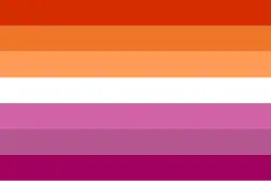 Orange-pink lesbian flag derived from the pink flag in 2018[17]