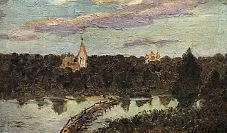 A Quiet Monastery (sketch, wood, oil, 1890, private collection)