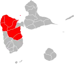 Location of Nord Basse-Terre within the department