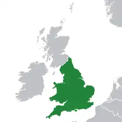 Location of the Kingdom, 1558–1707 (green)