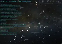 Location of the RCW 135 nebula (using the Stellarium software)