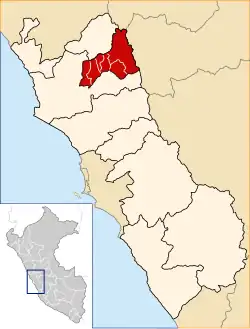Location of Oyón in Lima