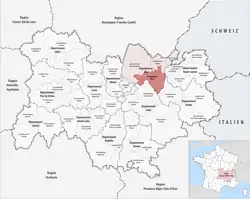 Location within the region Auvergne-Rhône-Alpes