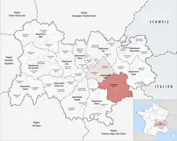Location within the region Auvergne-Rhône-Alpes