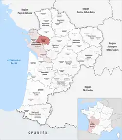 Location within the region Nouvelle-Aquitaine