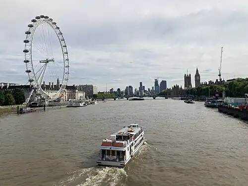 London Eye on the River Thames, with Big Ben in the background