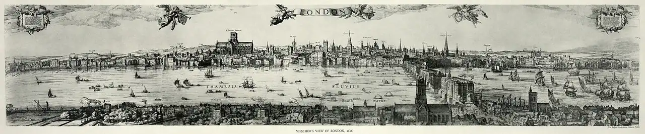 Visscher panorama, panorama of London, 1616