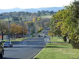 View down the main street from the south