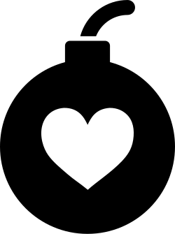 Simple bomb graphic with a love heart in the middle