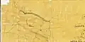 Map of the property of D.M.Robertson, surveyed 1830 and 1840; section Cairn's Mill and Bogend (rotate by -45° to align to true north)