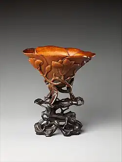 Cup; early 17th century; rhinoceros horn; height: 10.2&nbsp;cm; Metropolitan Museum of Art.