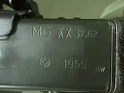 Markings on an original MG 42 retrofitted to a MG 3