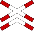Two tracks level crossing with a railway without barriers